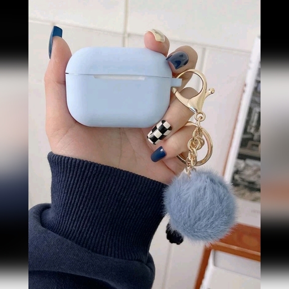 Fluffy Pom Pom Charm Case Compatible With AirPods Pro - Picture 5 of 7